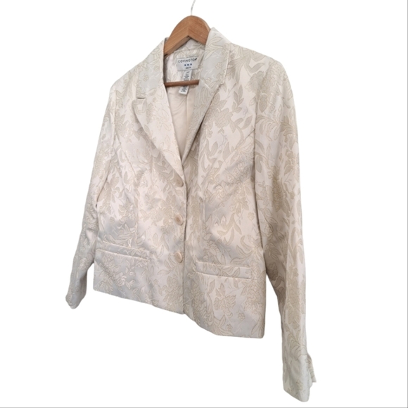 Covington Cream & Gold‎ Embossed Blazer - Size 14 Petite NWT - Picture 3 of 11